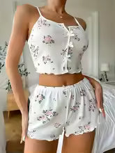 Womens Pajama Set 2 Piece Cute Cami Sleepwear Lounge Set with Shorts