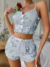 Womens Pajama Set 2 Piece Cute Cami Sleepwear Lounge Set with Shorts